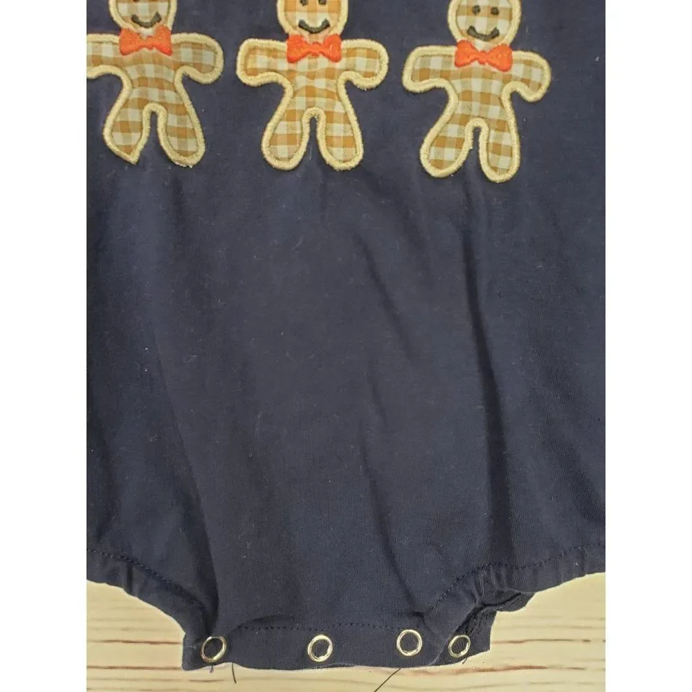 Antlers And Acorns Navy Blue Red White Size 3-6 Months Girls Long Sleeve One Pie